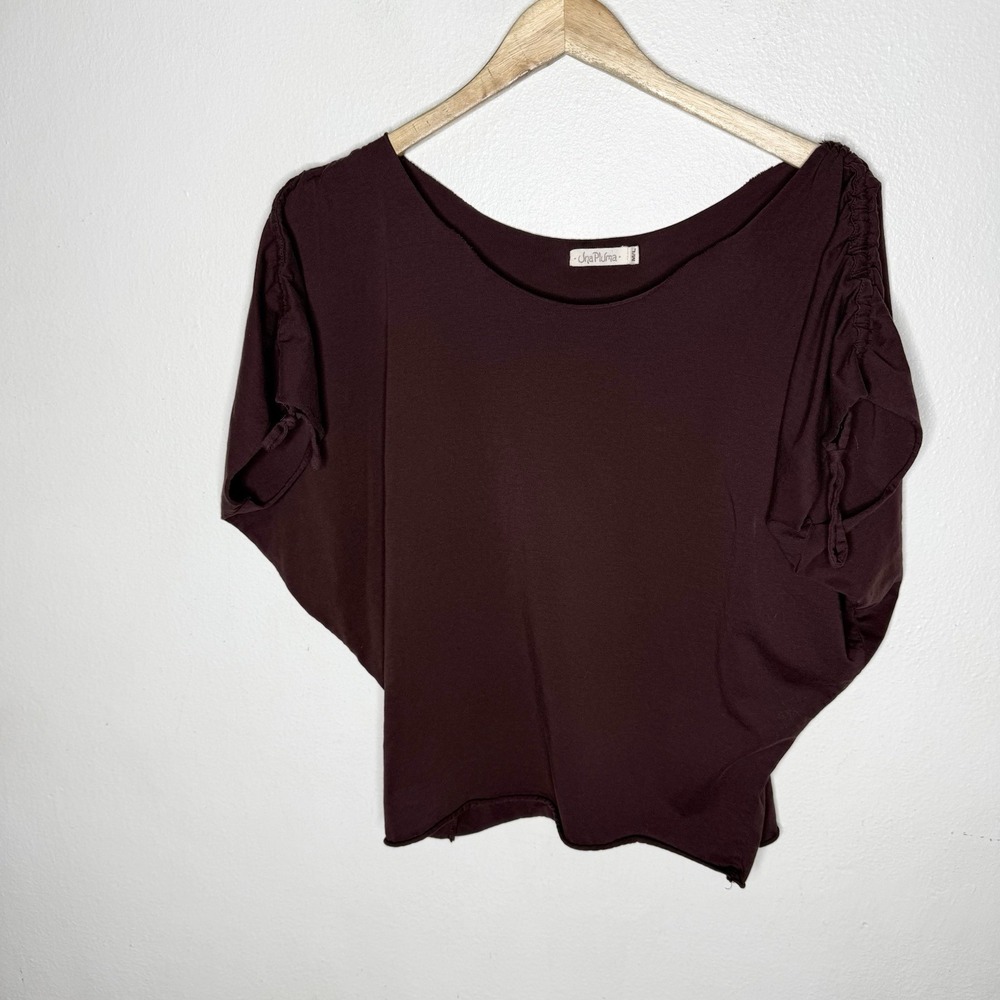 Una Pluma Organic Cotton Burgundy Boxy Fit Tee Shirt T-Shirt Women's M/L